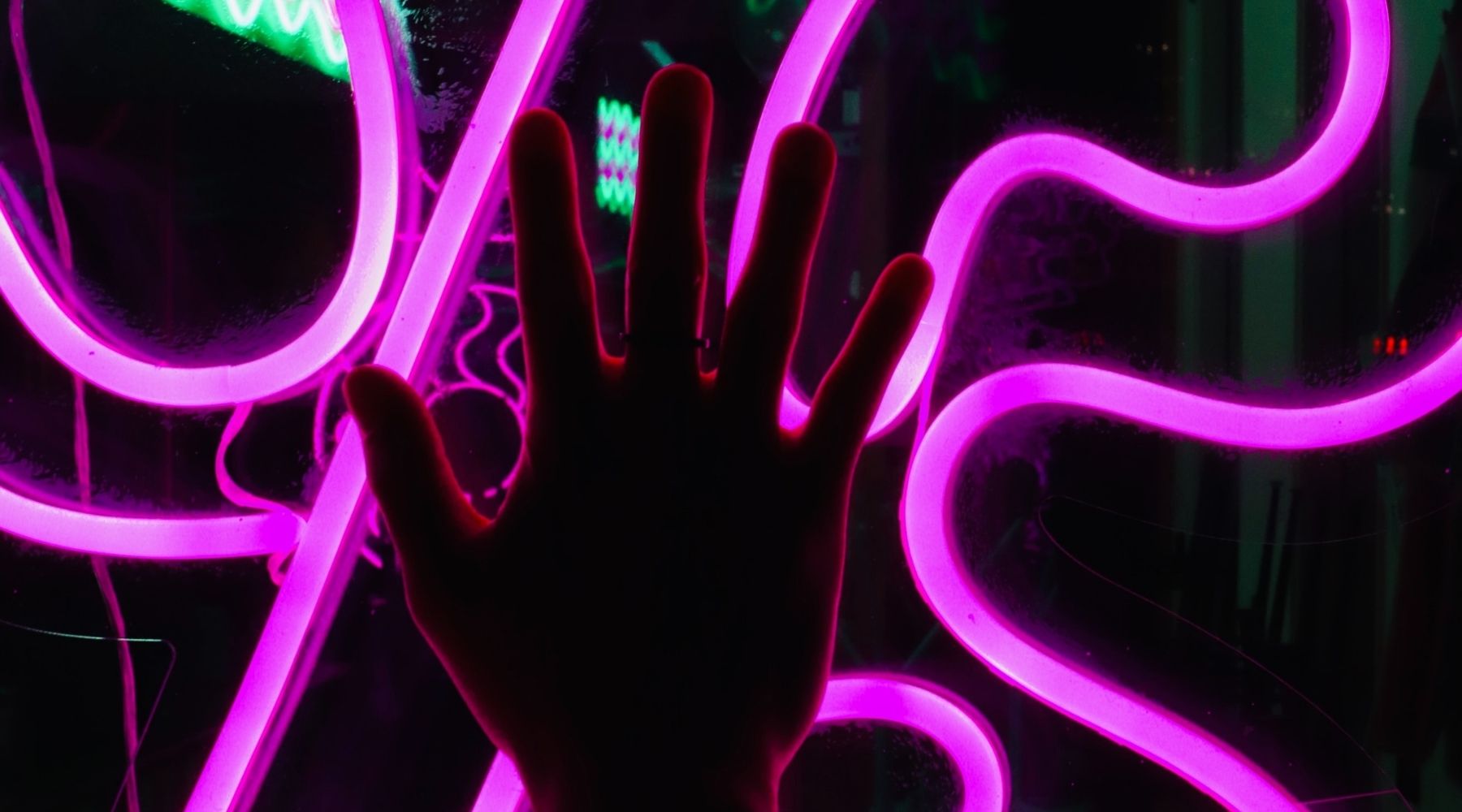 hand pink neon sign