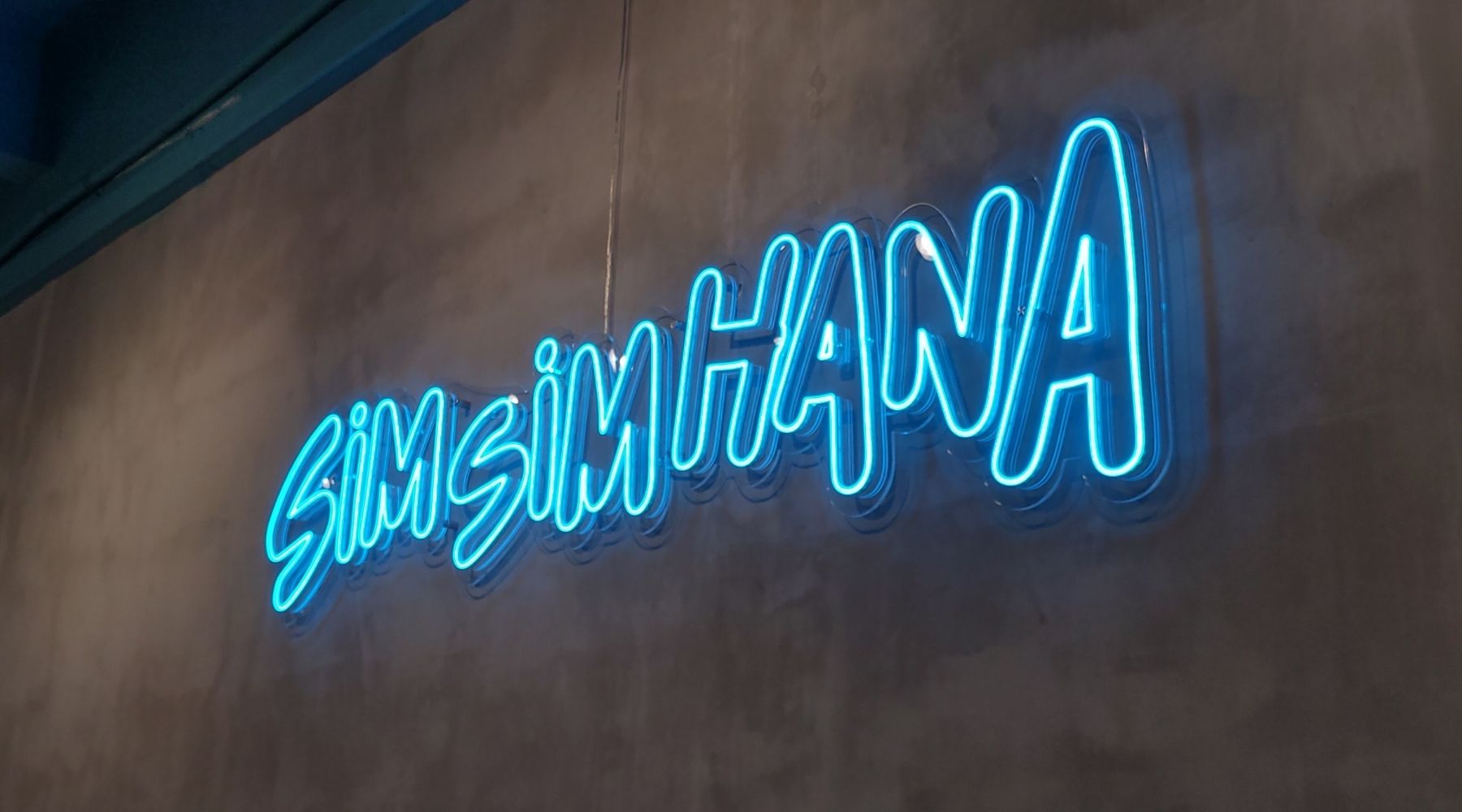 simsimhana business light blue neon sign