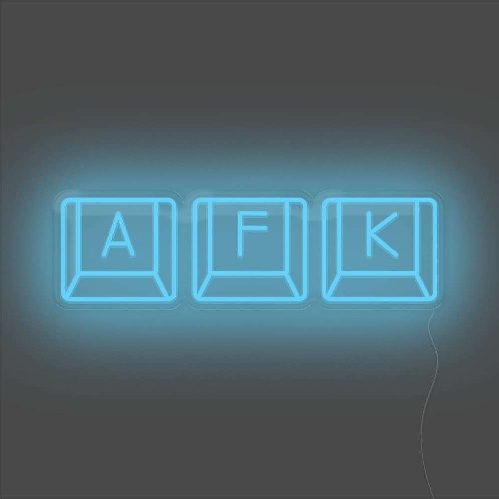 AFK Keyboard Neon Sign - Unrivaled Neon - Light Blue #color_light blue