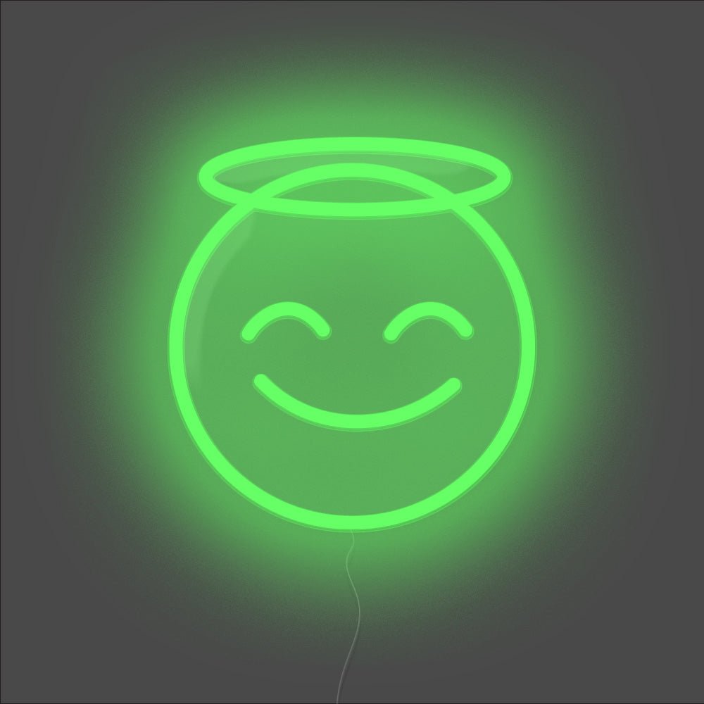 Angel Emoji Neon Sign - Unrivaled Neon - Green #color_green