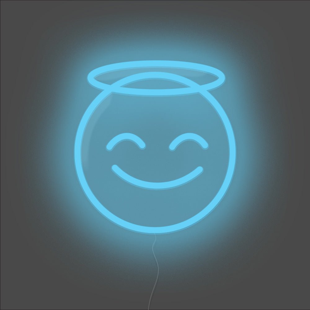 Angel Emoji Neon Sign - Unrivaled Neon - Light Blue #color_light blue