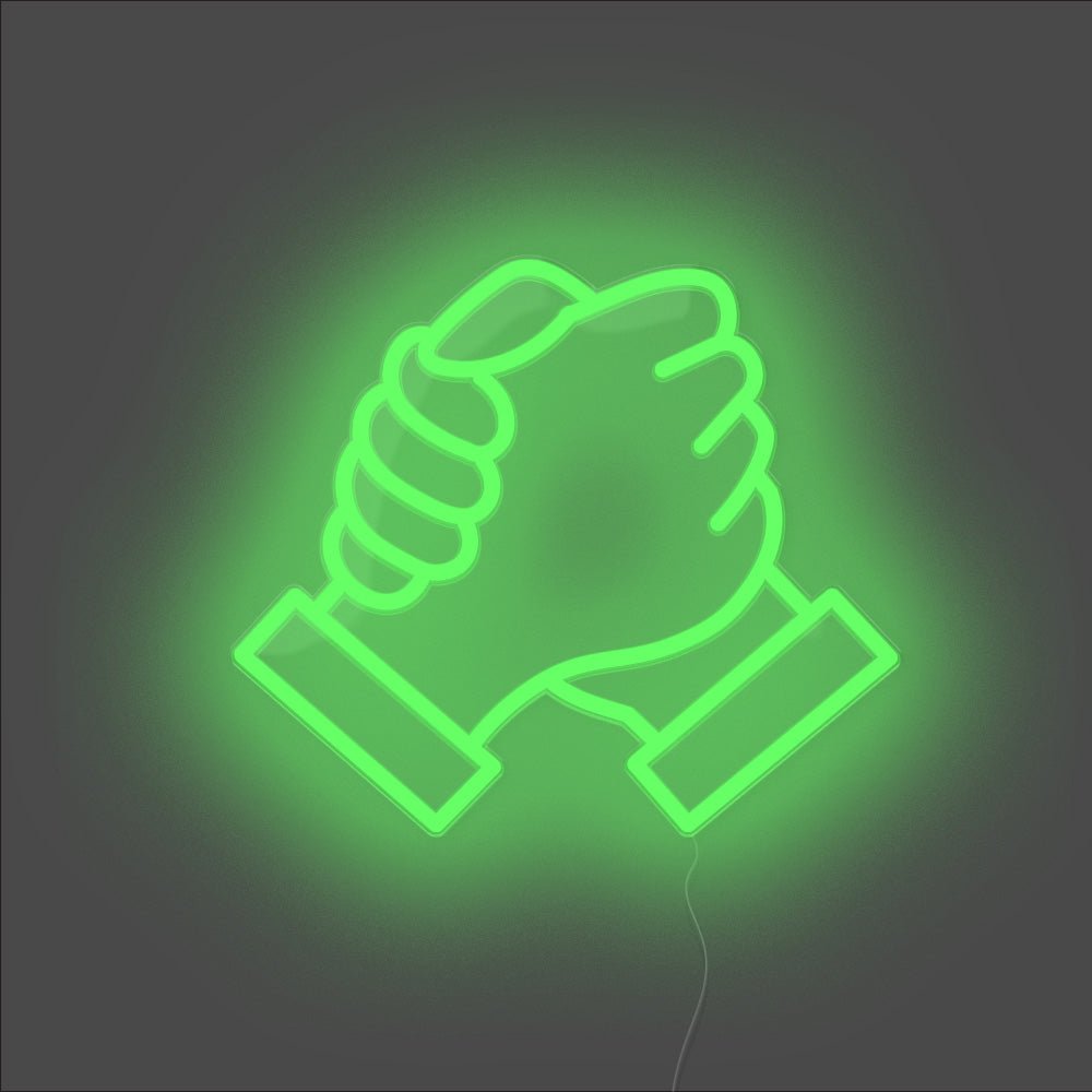 Brotherhood Handshake Neon Sign - Unrivaled Neon - Green #color_green