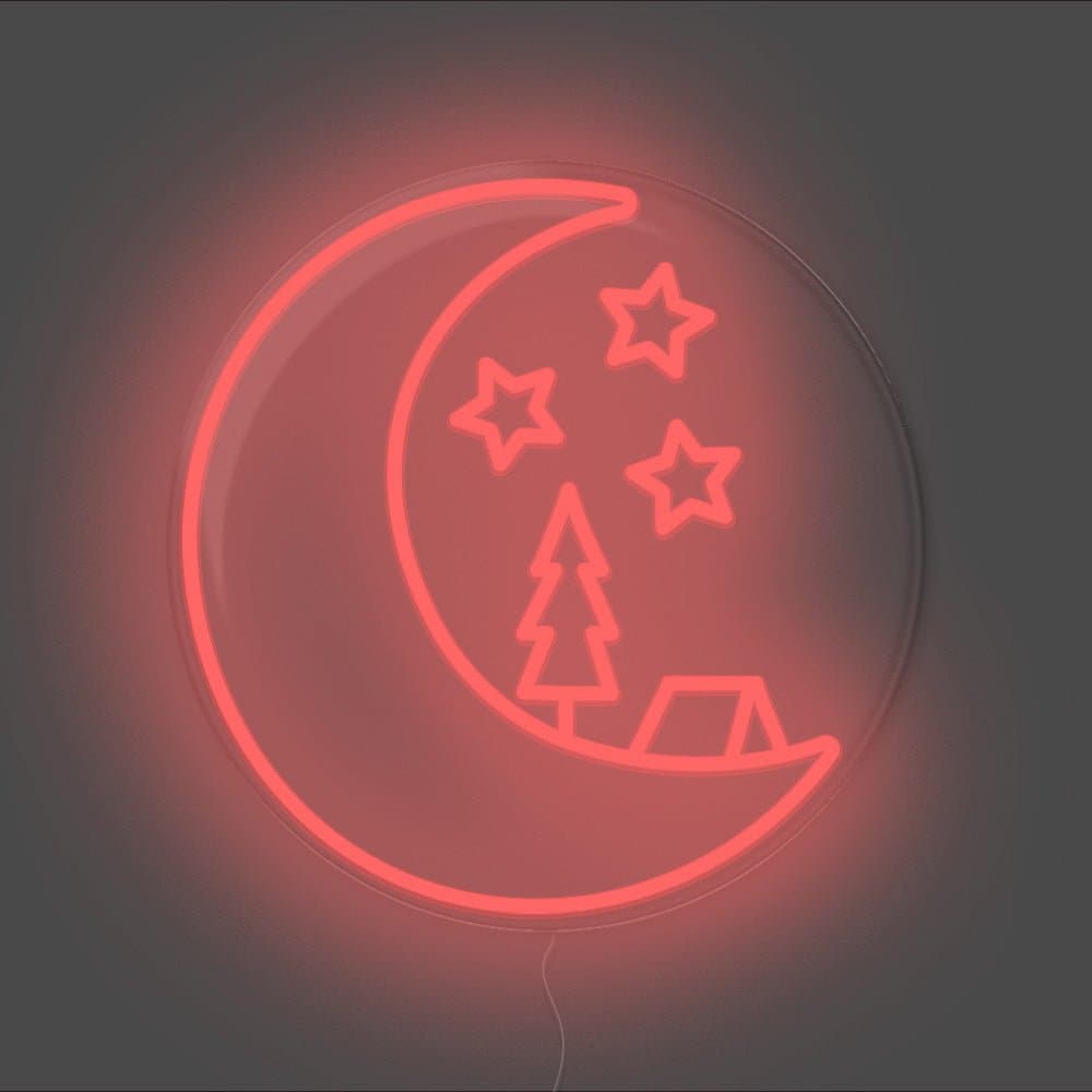 Camping On The Moon Neon Sign - Unrivaled Neon - Red #color_red