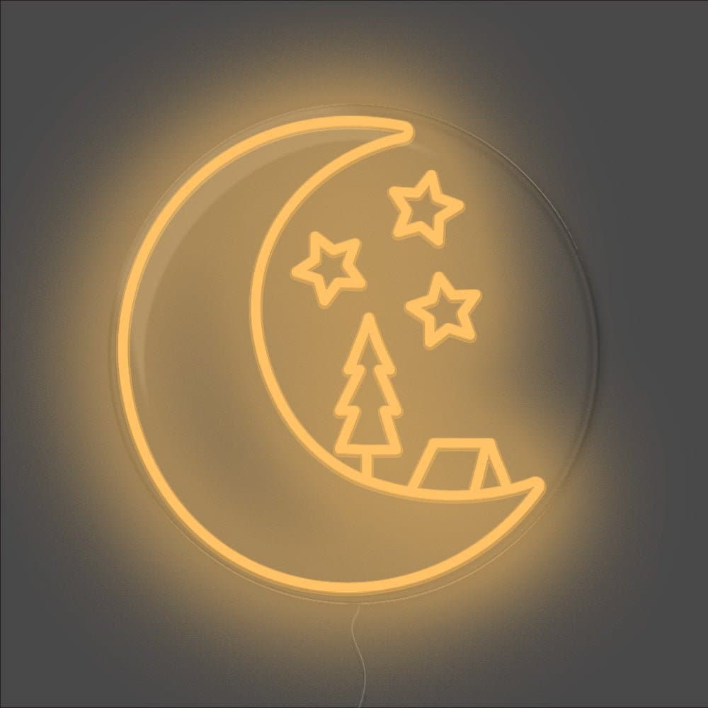 Camping On The Moon Neon Sign - Unrivaled Neon - Orange #color_orange