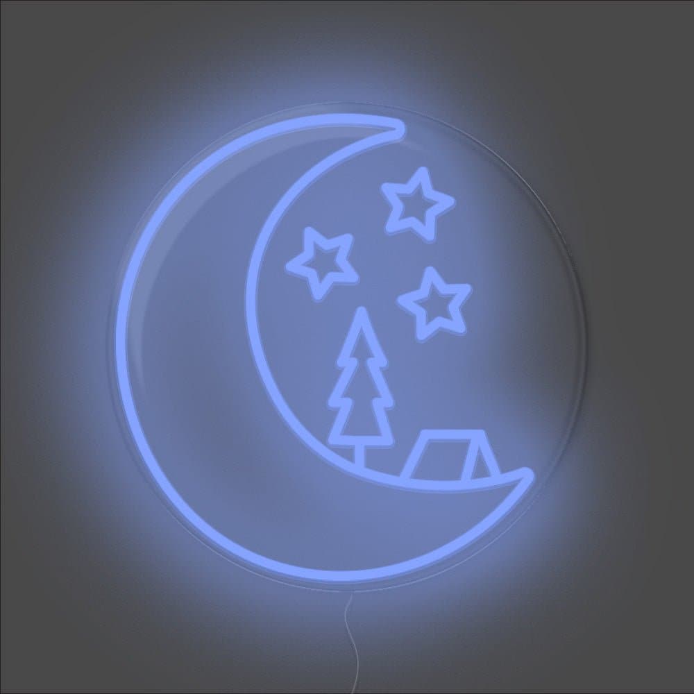 Camping On The Moon Neon Sign - Unrivaled Neon - Blue #color_blue