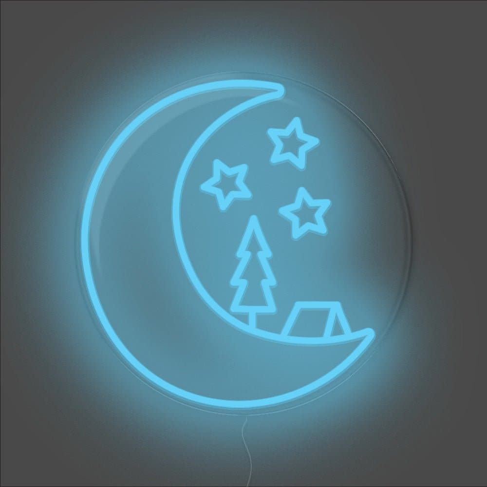 Camping On The Moon Neon Sign - Unrivaled Neon - Light Blue #color_light blue