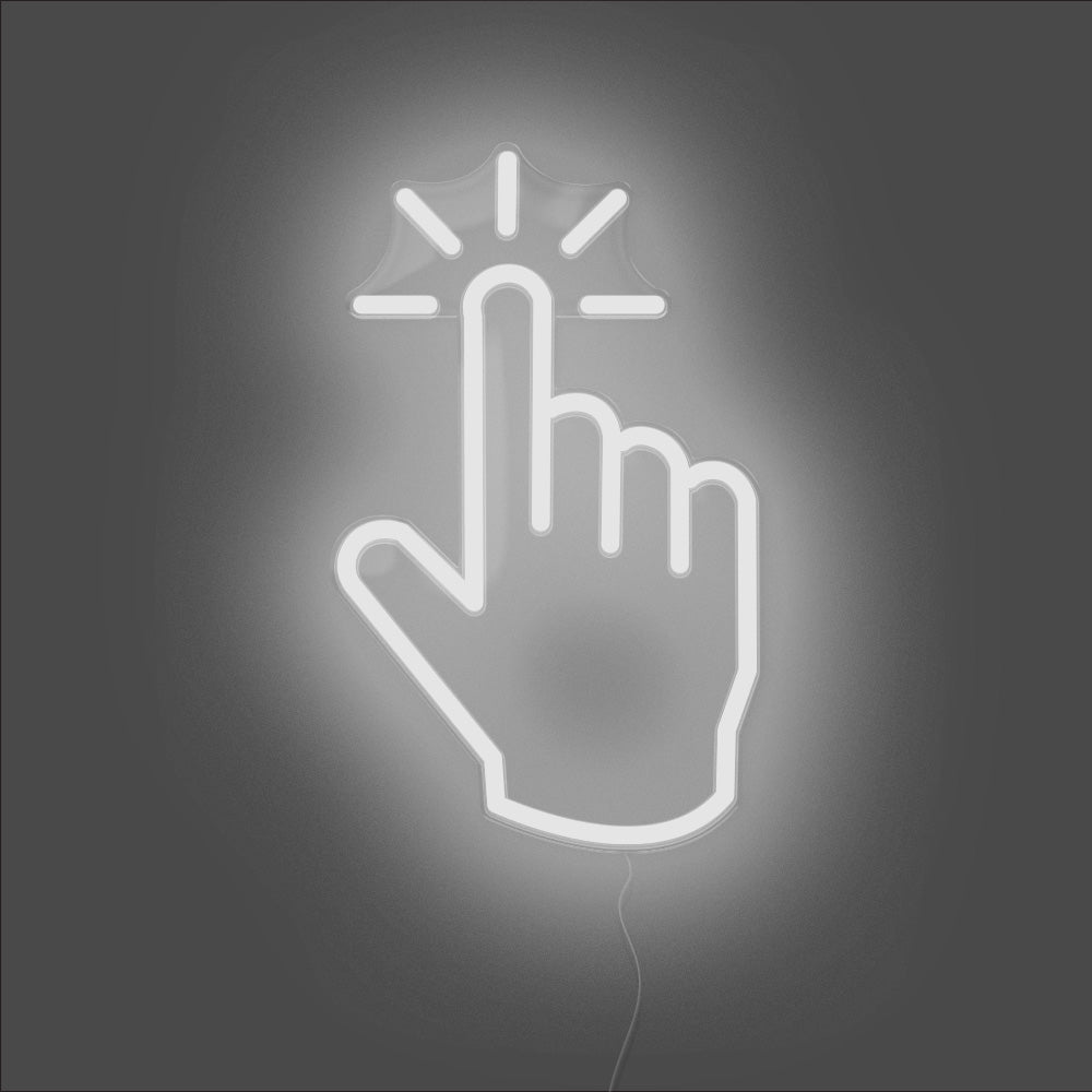Click Hand Neon Sign - Unrivaled Neon - White #color_white