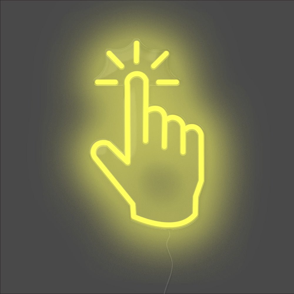 Click Hand Neon Sign - Unrivaled Neon - Yellow #color_yellow