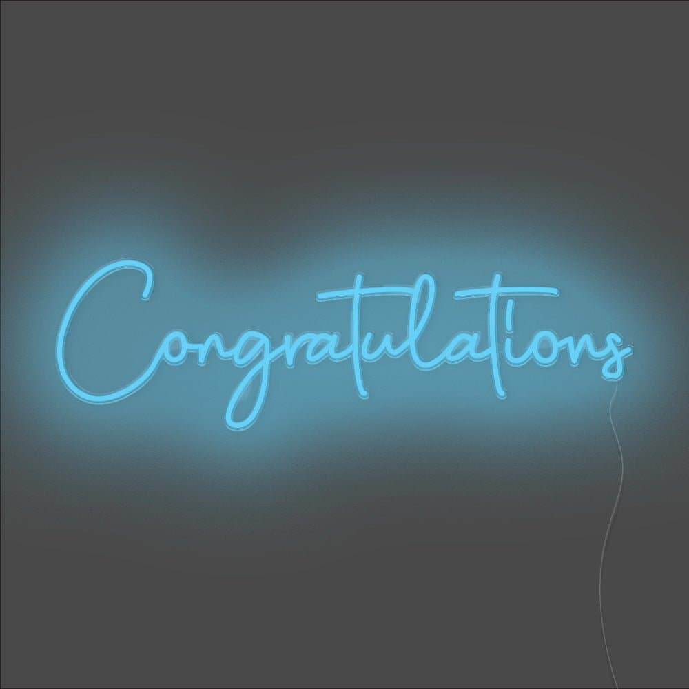 Congratulations Neon Sign - Unrivaled Neon - Light Blue #color_light blue