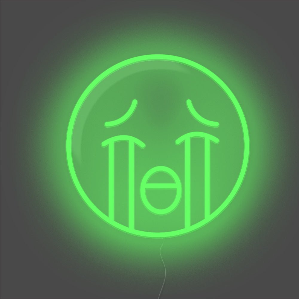 Cry Emoji Neon Sign - Unrivaled Neon - Green #color_green