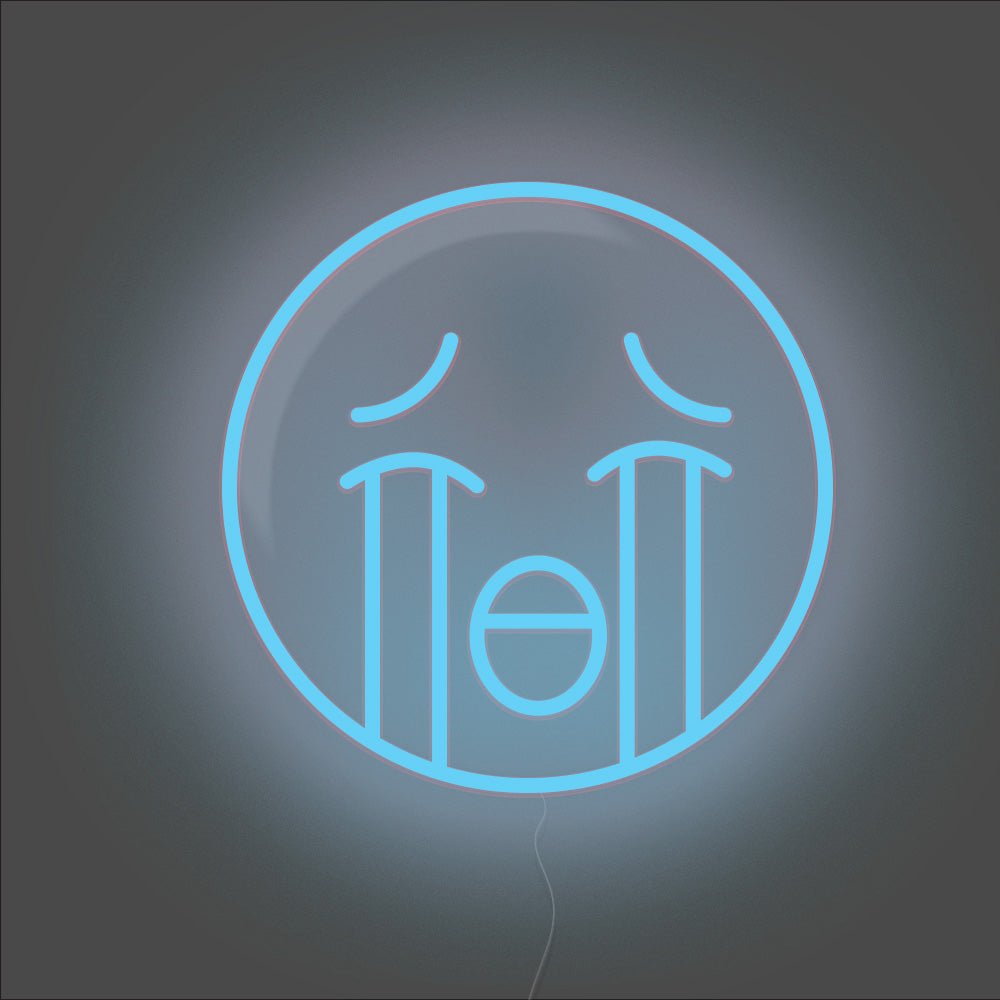 Cry Emoji Neon Sign - Unrivaled Neon - Light Blue #color_light blue
