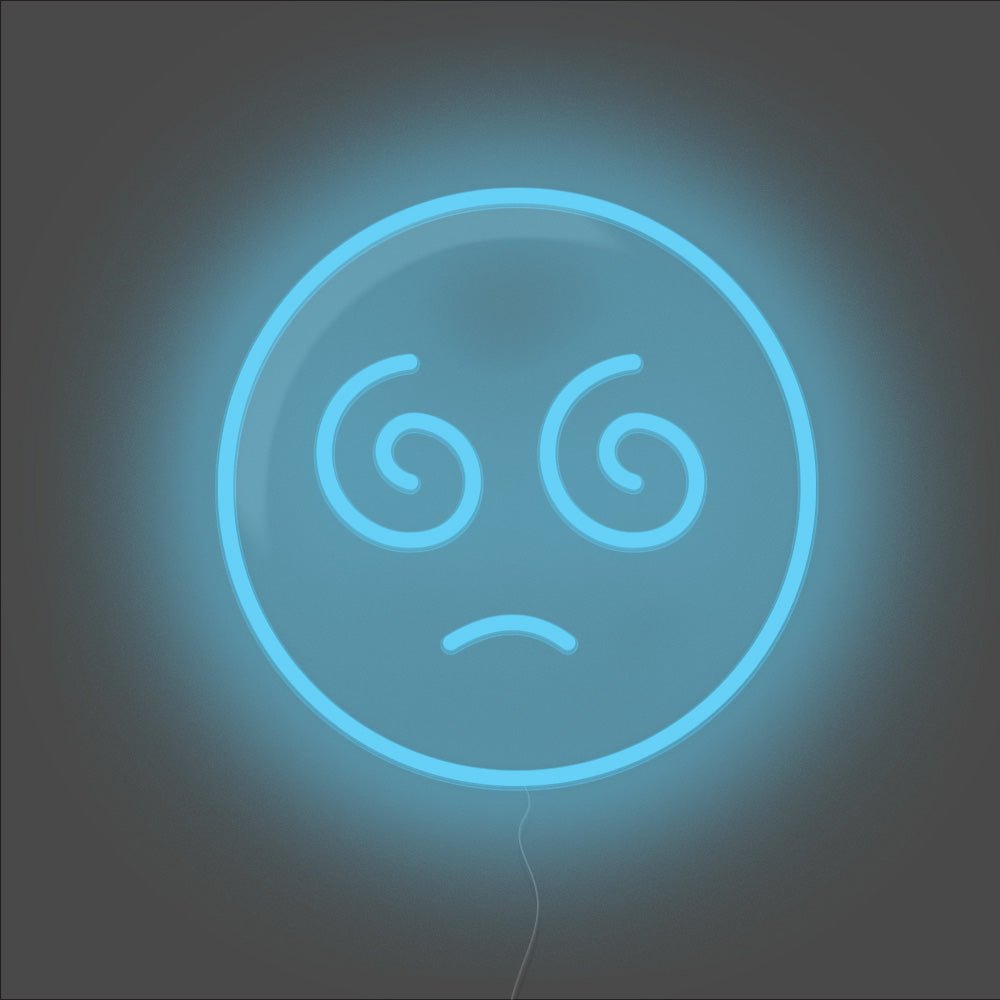Dizzy Emoji Neon Sign - Unrivaled Neon - Light Blue #color_light blue