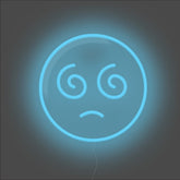 Dizzy Emoji Neon Sign - Unrivaled Neon - Light Blue #color_light blue