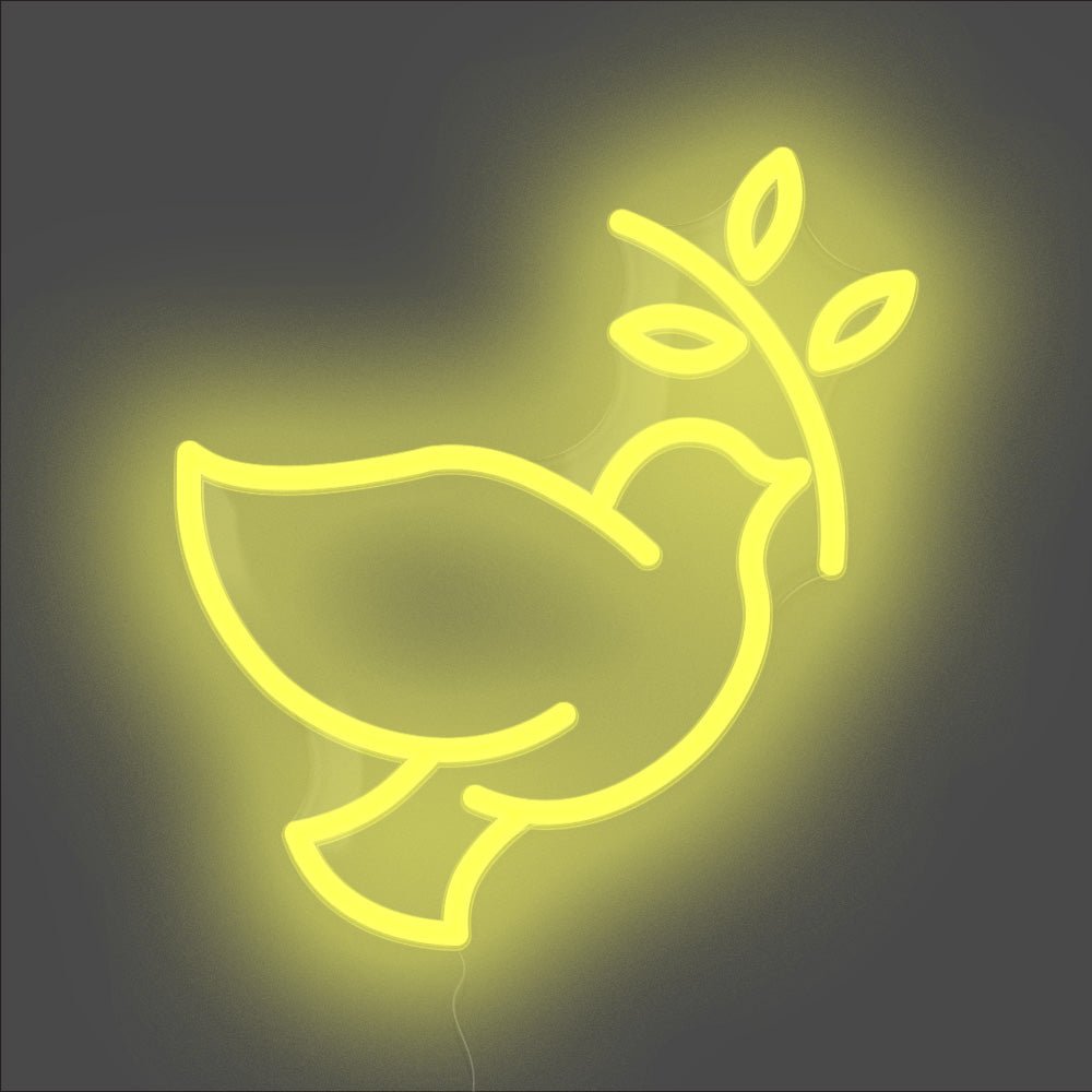 Dove Of Peace Neon Sign - Unrivaled Neon - Yellow #color_yellow