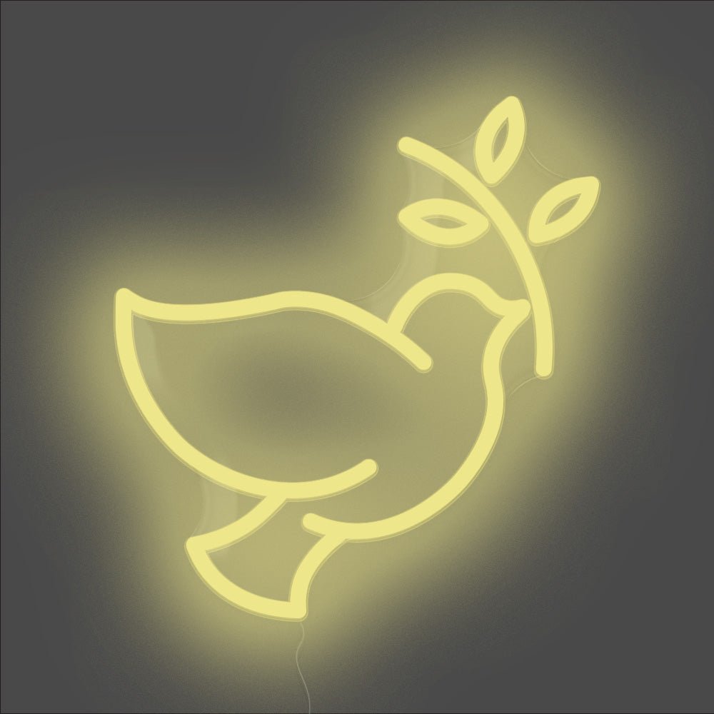 Dove Of Peace Neon Sign - Unrivaled Neon - Lemon Yellow #color_lemon yellow