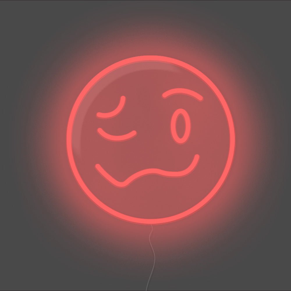 Drunk Emoji Neon Sign - Unrivaled Neon - Red #color_red