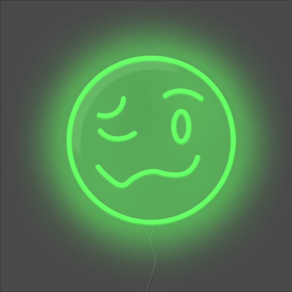 Drunk Emoji Neon Sign - Unrivaled Neon - Green #color_green