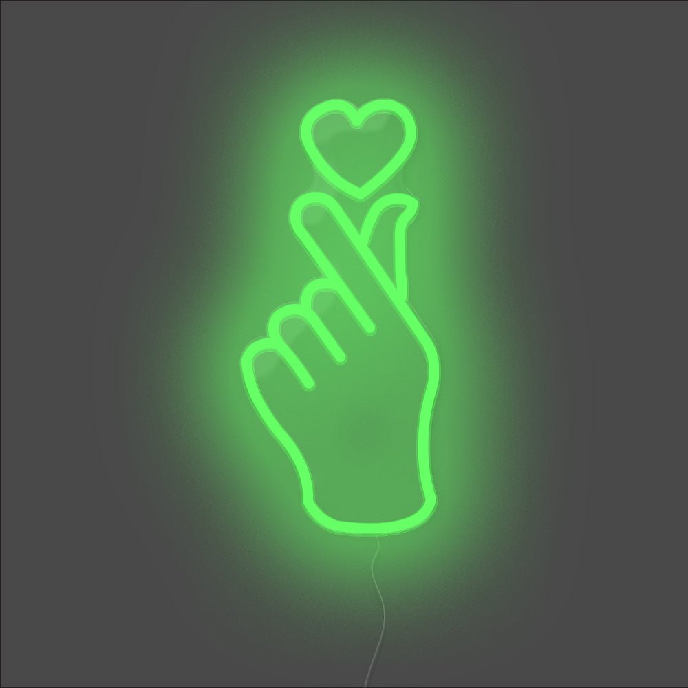 Finger Heart Neon Sign - Unrivaled Neon - Green #color_green