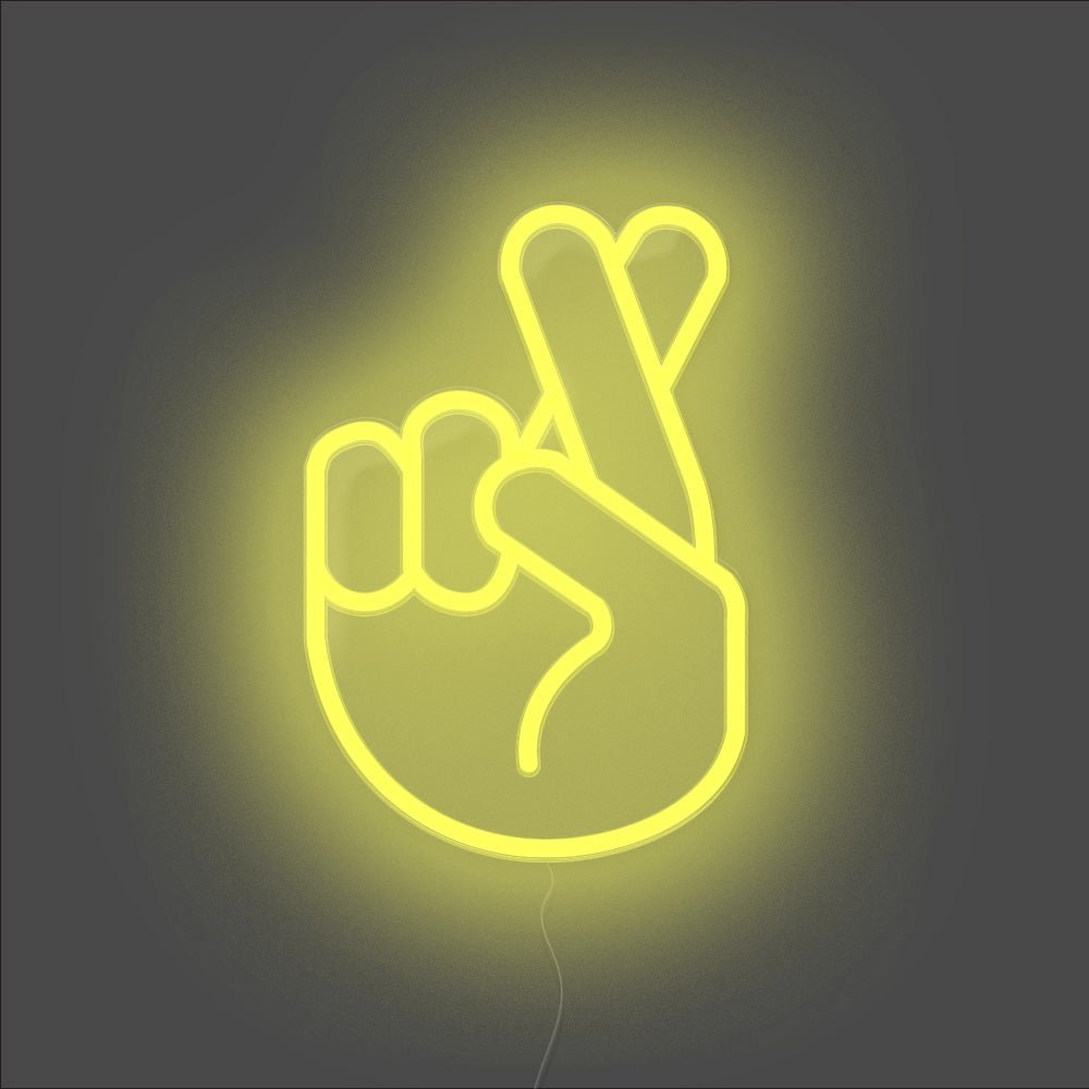 Fingers Crossed Neon Sign - Unrivaled Neon - Yellow #color_yellow