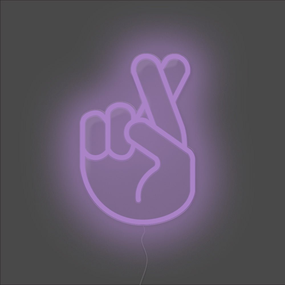 Fingers Crossed Neon Sign - Unrivaled Neon - Purple #color_purple