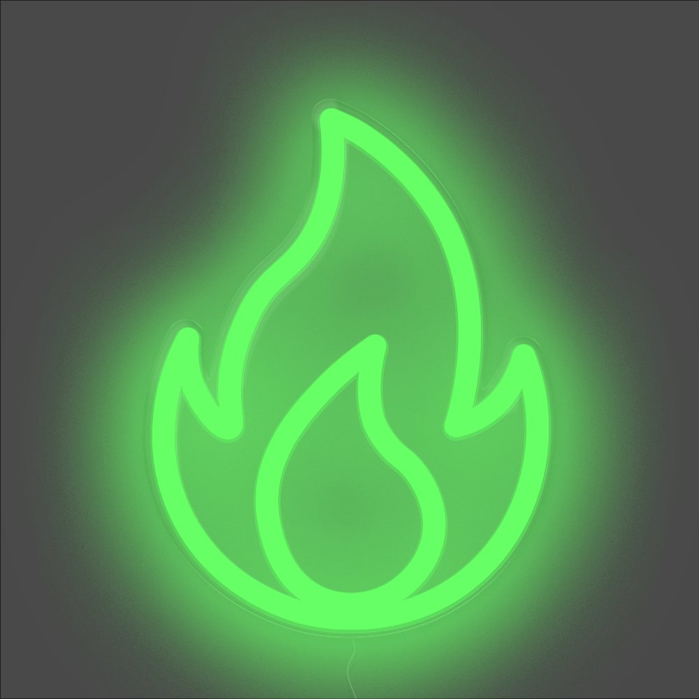 Fire Neon Sign - Unrivaled Neon - Green #color_green