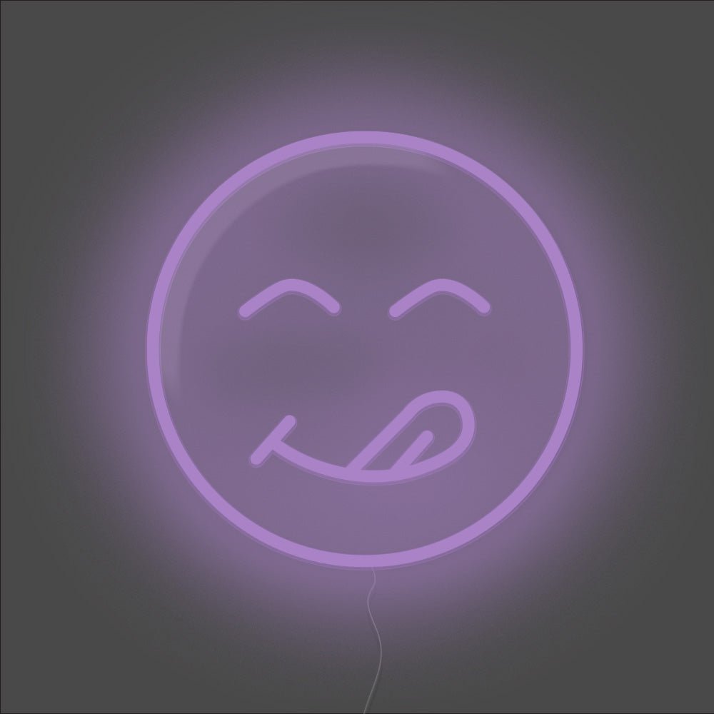 Food Savouring Emoji Neon Sign - Unrivaled Neon - Purple #color_purple