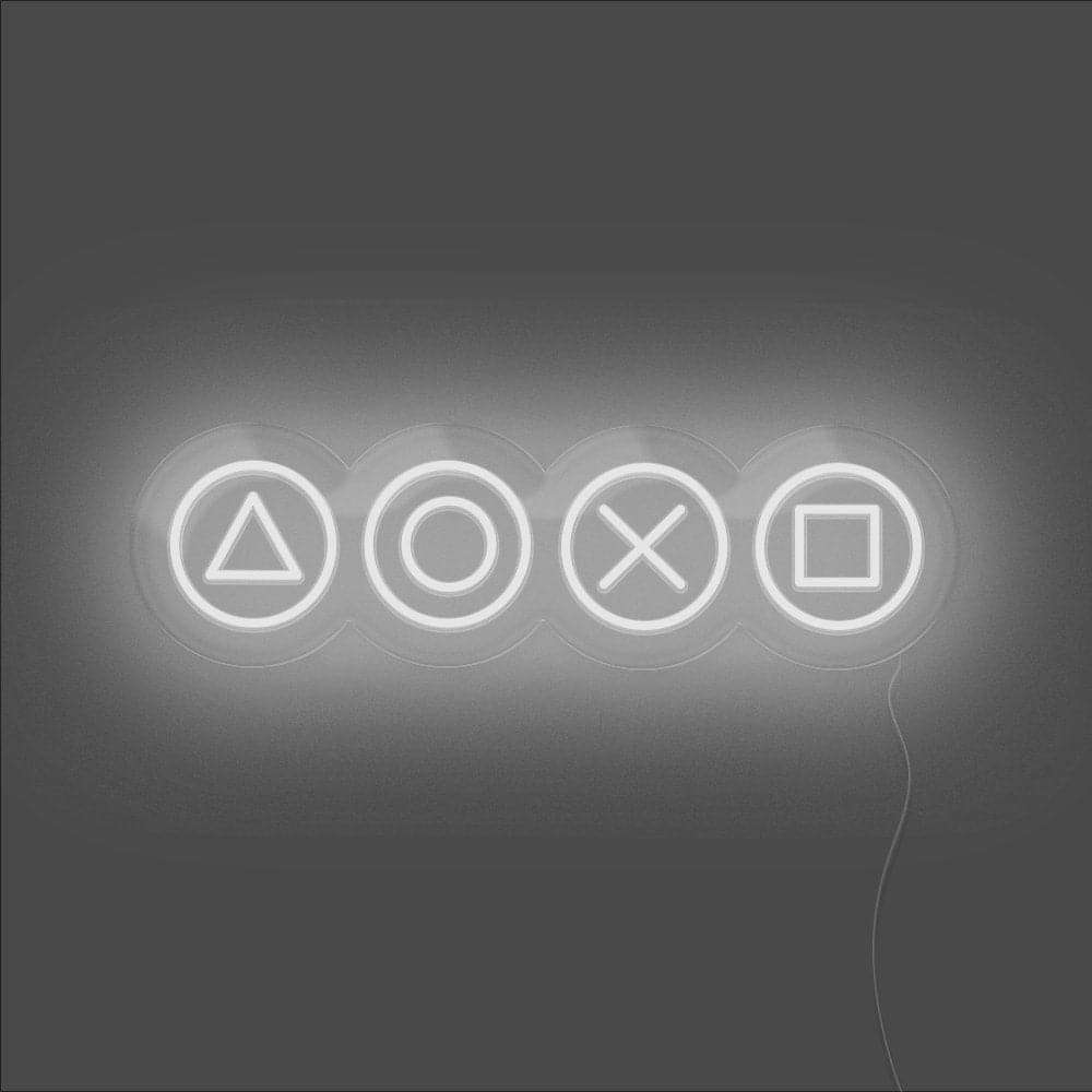 Gaming Shapes Neon Sign - Unrivaled Neon - White #color_white