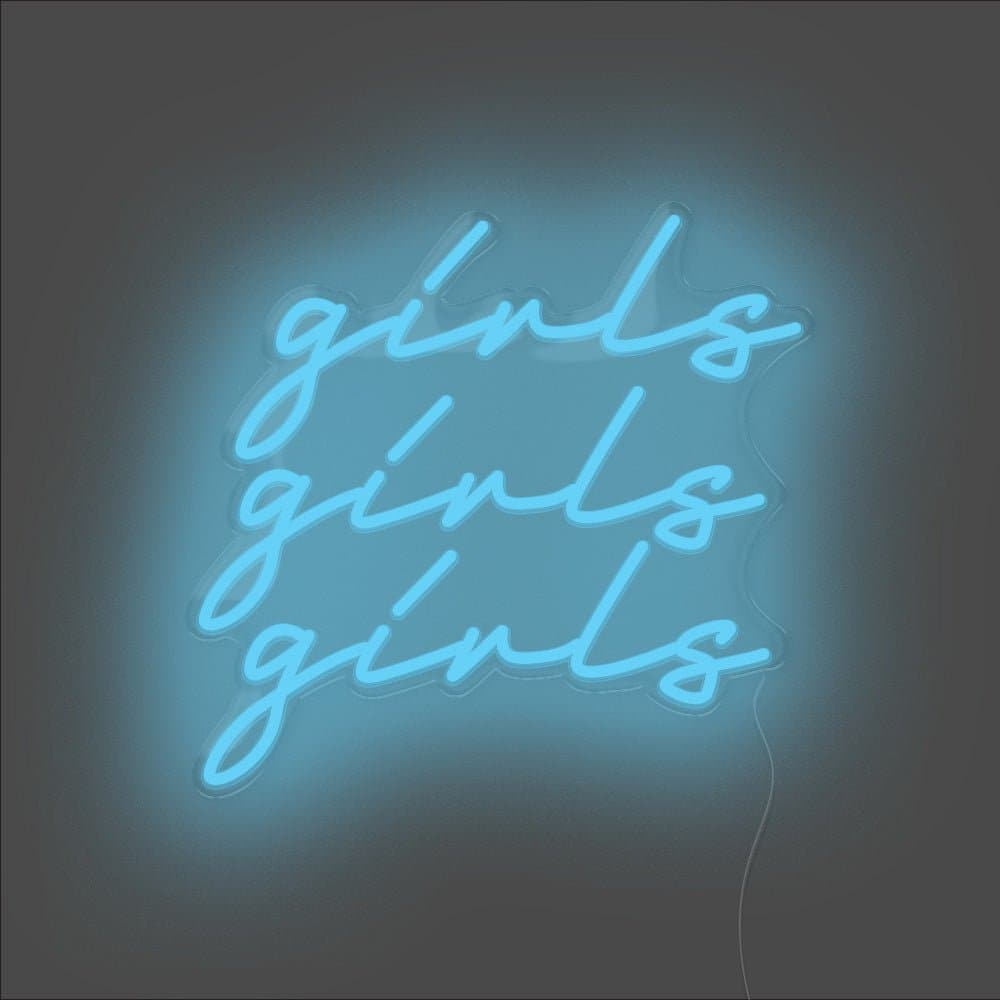 Girls Girls Girls Neon Sign - Unrivaled Neon - Light Blue #color_light blue