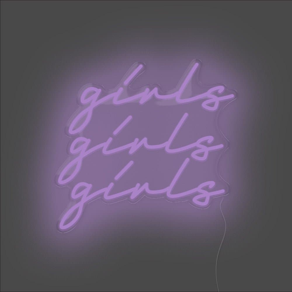 Girls Girls Girls Neon Sign - Unrivaled Neon - Purple #color_purple