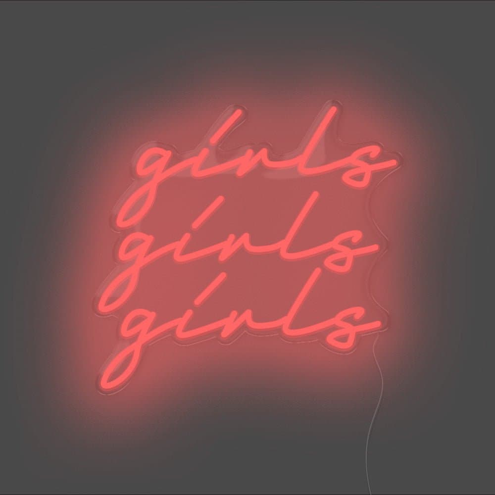 Girls Girls Girls Neon Sign - Unrivaled Neon - Red #color_red