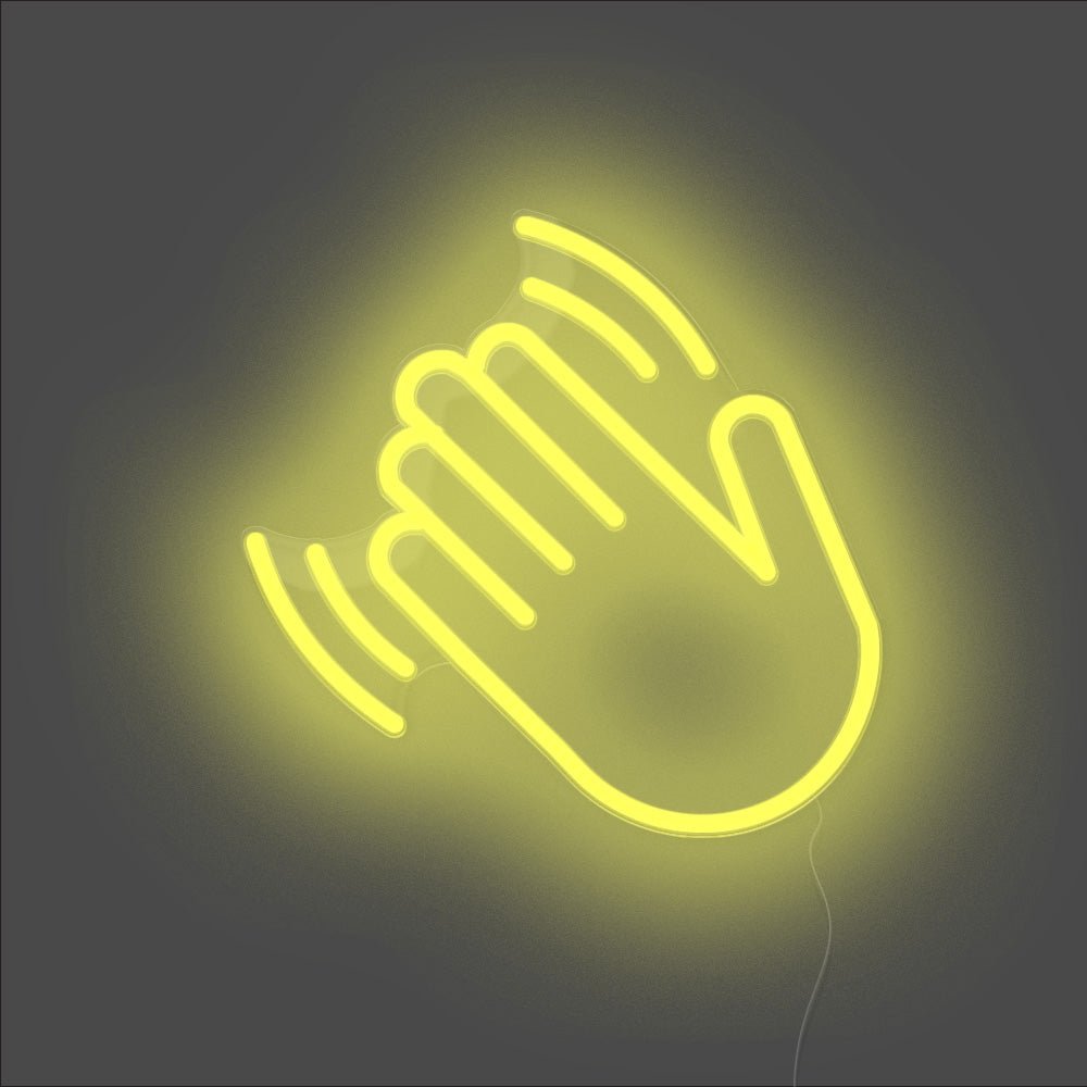Hand Wave Neon Sign - Unrivaled Neon - Yellow #color_yellow