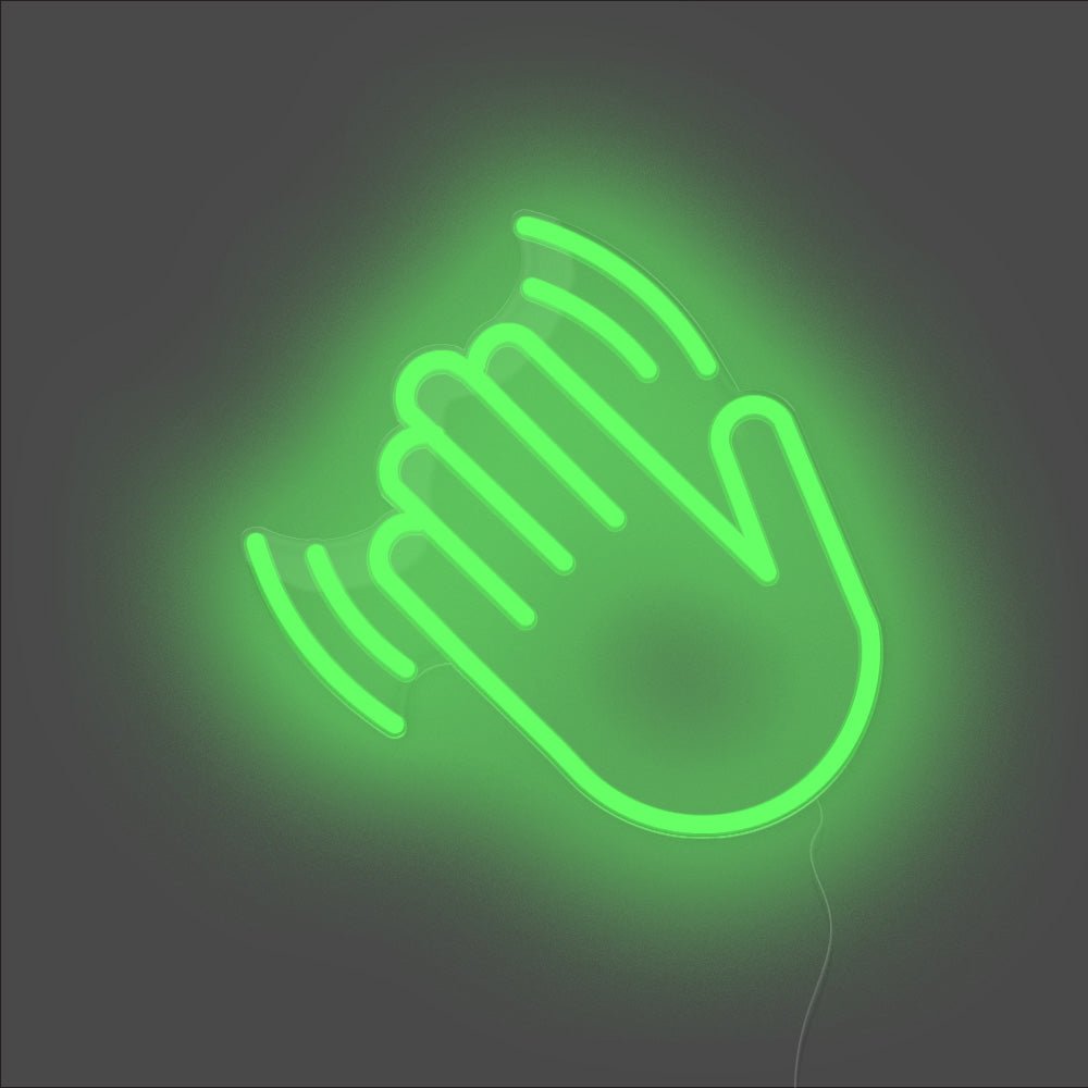 Hand Wave Neon Sign - Unrivaled Neon - Green #color_green