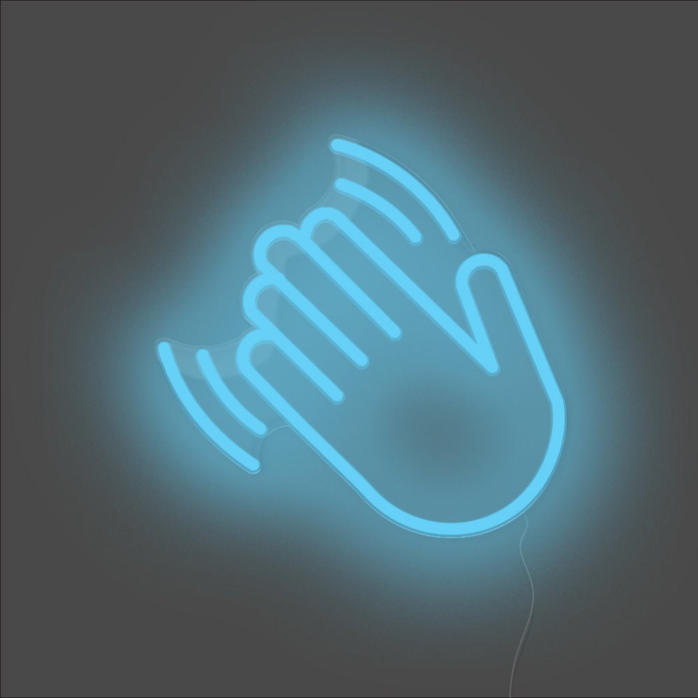 Hand Wave Neon Sign - Unrivaled Neon - Light Blue #color_light blue