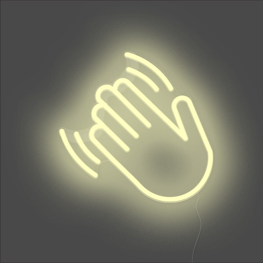 Hand Wave Neon Sign - Unrivaled Neon - Warm White #color_warm white