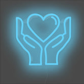 Hands Holding Heart Neon Sign - Unrivaled Neon - Light Blue #color_light blue