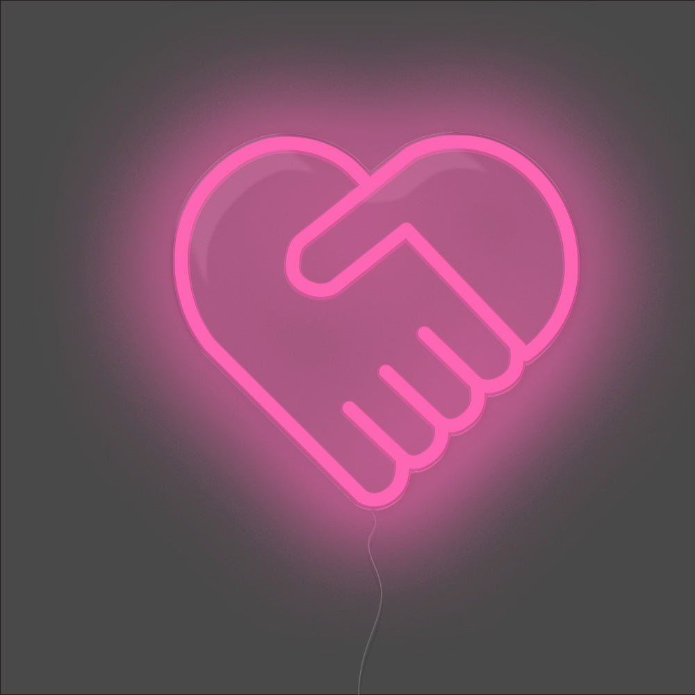 Handshake Heart Neon Sign - Unrivaled Neon - Pink #color_pink