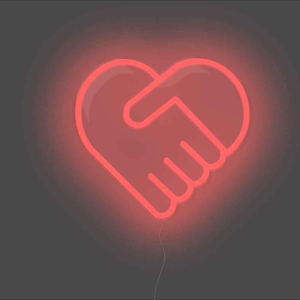 Handshake Heart Neon Sign - Unrivaled Neon - Red #color_red