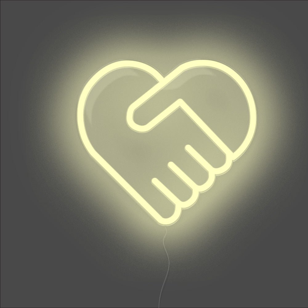 Handshake Heart Neon Sign - Unrivaled Neon - Warm White #color_warm white