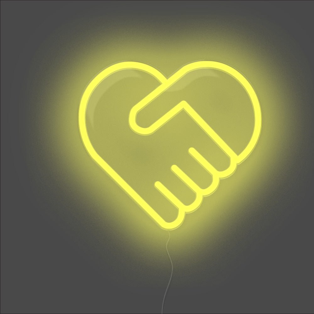 Handshake Heart Neon Sign - Unrivaled Neon - Yellow #color_yellow