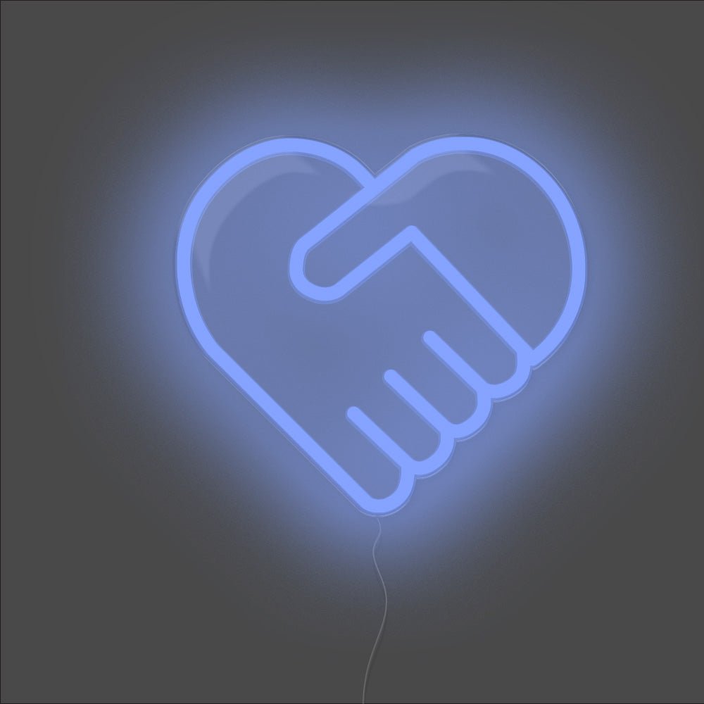 Handshake Heart Neon Sign - Unrivaled Neon - Blue #color_blue