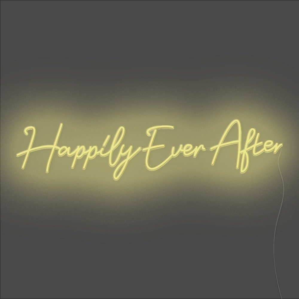 Happily Ever After Neon Sign - Unrivaled Neon - Lemon Yellow #color_lemon yellow