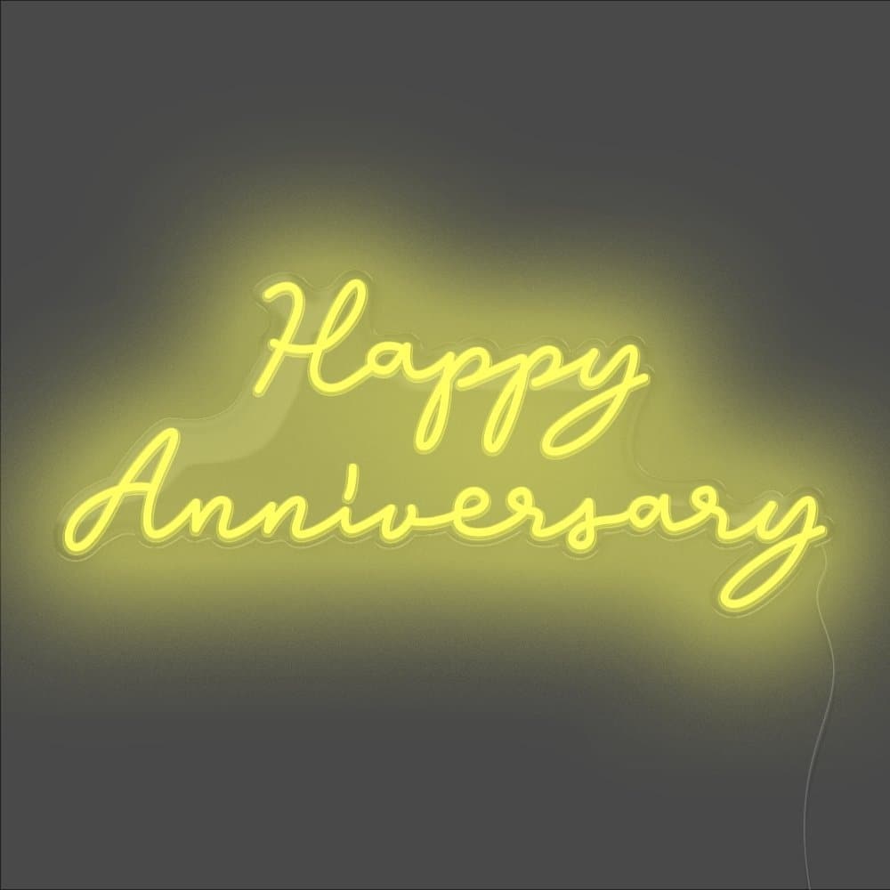 Happy Anniversary Neon Sign - Unrivaled Neon - Yellow #color_yellow
