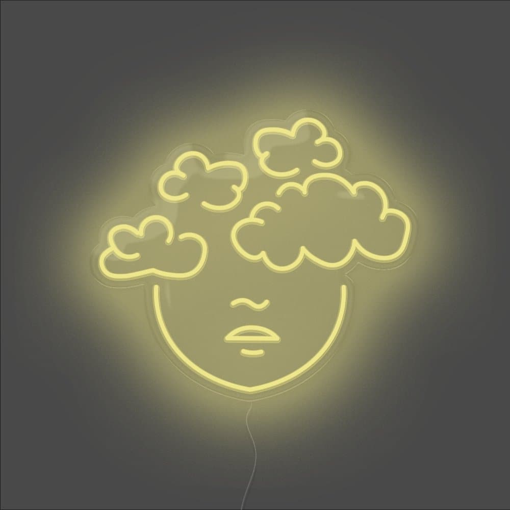 Head In The Clouds Neon Sign - Unrivaled Neon - Lemon Yellow #color_lemon yellow