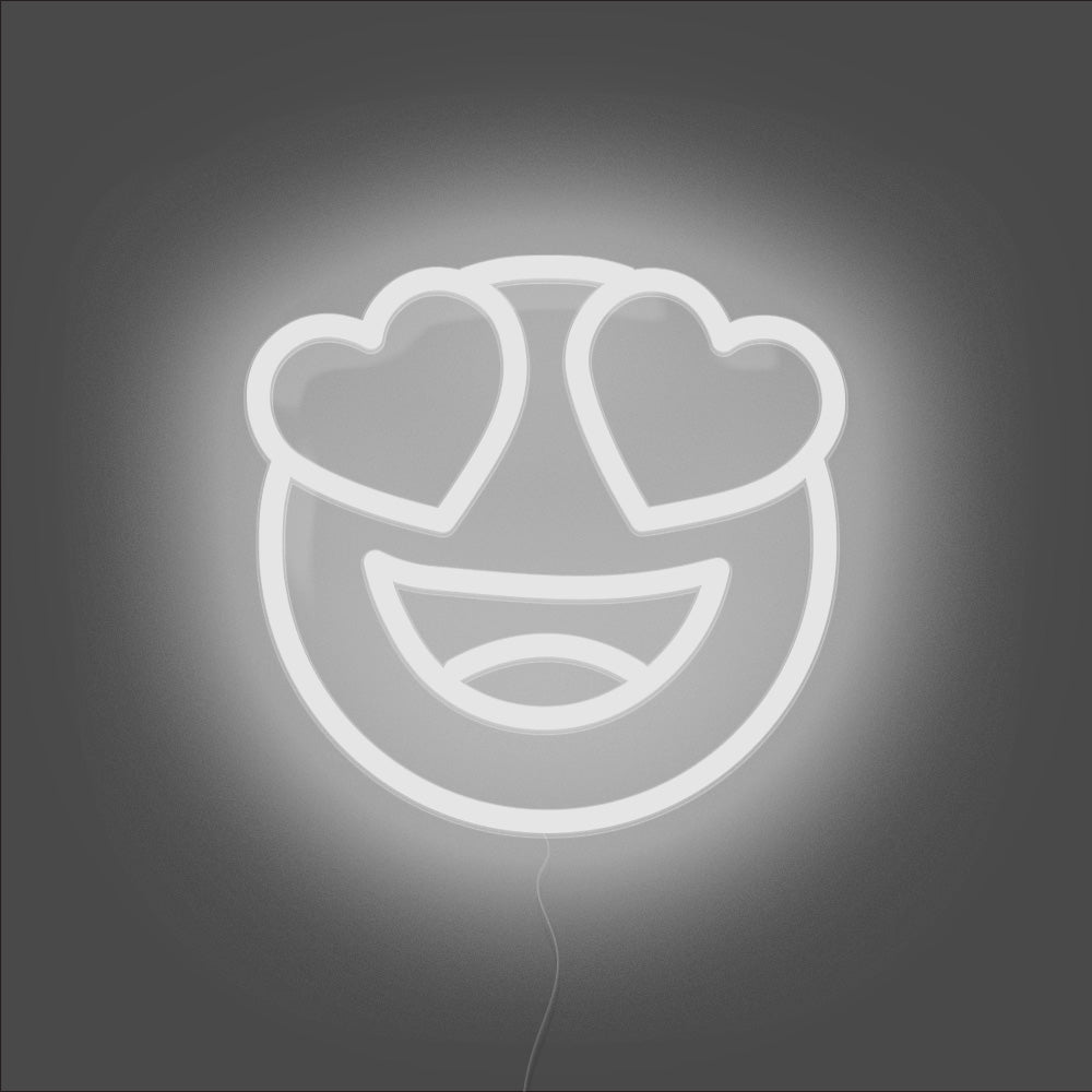 Heart Eyes Emoji Neon Sign - Unrivaled Neon - White #color_white