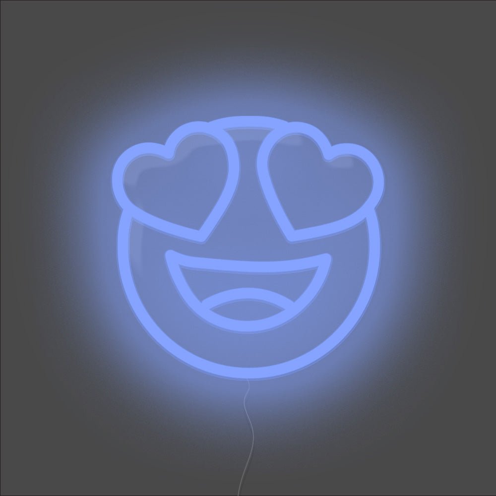Heart Eyes Emoji Neon Sign - Unrivaled Neon - Blue #color_blue