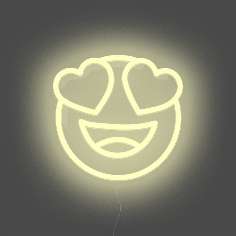 Heart Eyes Emoji Neon Sign - Unrivaled Neon - Warm White #color_warm white