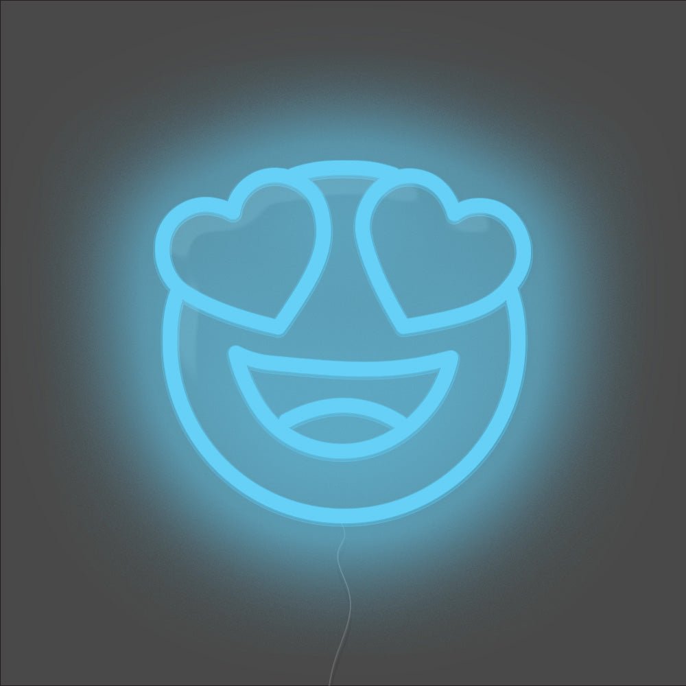 Heart Eyes Emoji Neon Sign - Unrivaled Neon - Light Blue #color_light blue