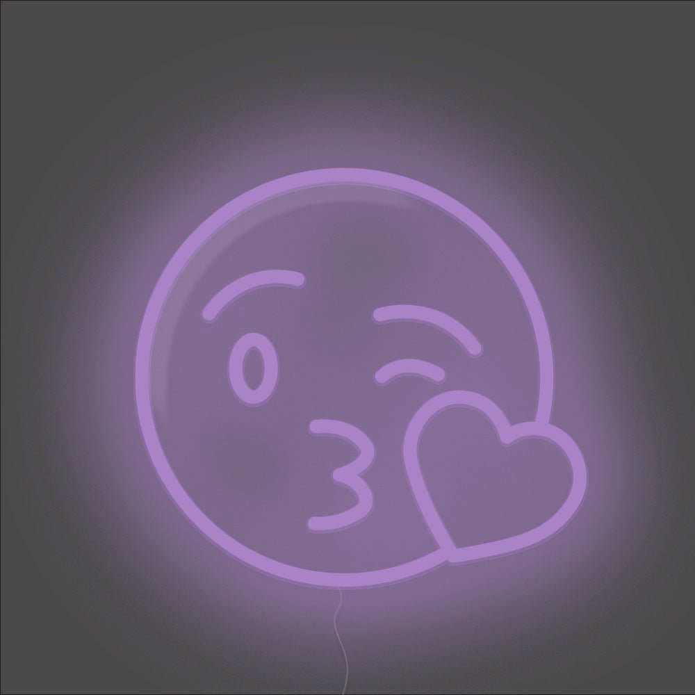 Kiss Emoji Neon Sign - Unrivaled Neon - Purple #color_purple