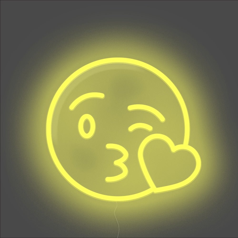 Kiss Emoji Neon Sign - Unrivaled Neon - Yellow #color_yellow