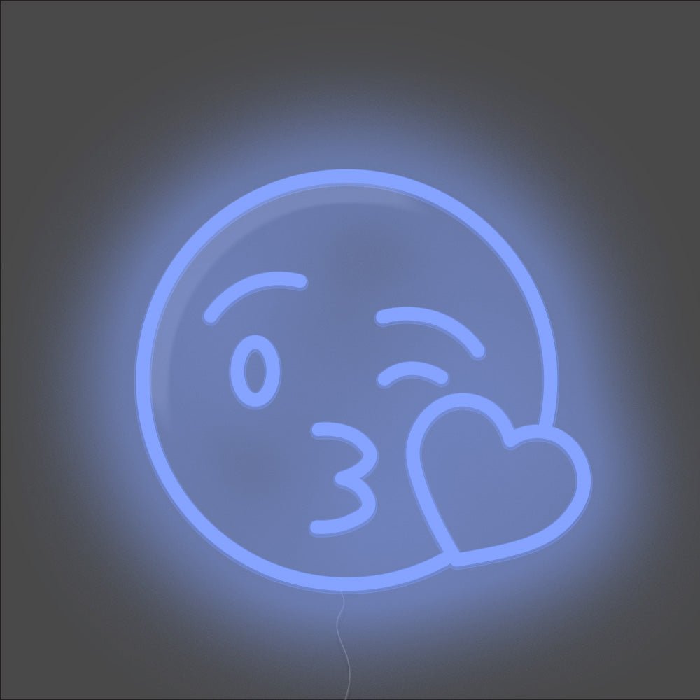 Kiss Emoji Neon Sign - Unrivaled Neon - Blue #color_blue